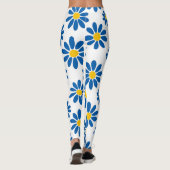 Bold Blue Daisy Floral Print Leggings (Achterkant)