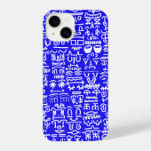 Bold Blue Doodle Pattern iPhone Case Hoesje (Achterkant)