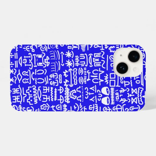Bold Blue Doodle Pattern iPhone Case Hoesje (Achterkant horizontaal)