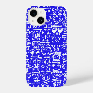 Bold Blue Doodle Pattern iPhone Case iPhone 14 Hoesje