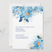 Bold Blue Floral thema bruiloft uitnodiging (Achterkant)