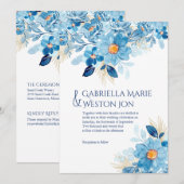 Bold Blue Floral thema bruiloft uitnodiging (Voorkant / Achterkant)