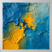 Bold Blue & Gold Impasto Abstract Art Poster | Tex (Voorkant)