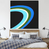 Bold Blue Green Black Saturn's Ringmeeslepen Canvas Afdruk (Insitu (Slaapkamer))