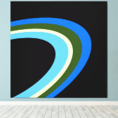 Bold Blue Green Black Saturn's Ringmeeslepen Canvas Afdruk (Insitu (Houten vloer))