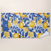 Bold Blue Italian Positano Lemon Strandlaken (Voorkant)