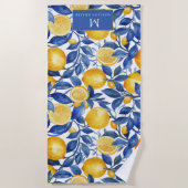 Bold Blue Italian Positano Lemon Strandlaken (Voorkant)