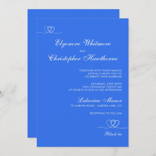 Bold Blue Modern Chic Mix and Match Wedding Kaart (Voorkant / Achterkant)