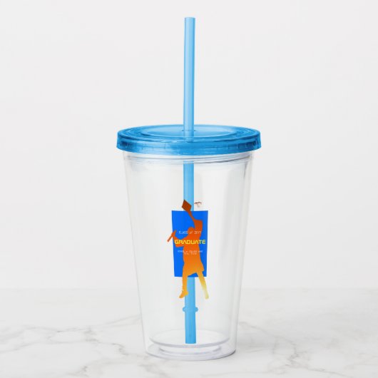 Bold Blue Modern Tech Afstuderen Acryl Drinkbeker (Voorkant)