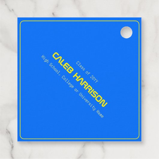 Bold Blue Modern Tech Afstuderen Bedankjes Labels (Achterkant)