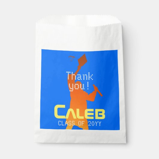 Bold Blue Modern Tech Afstuderen Bedankzakje (Voorkant)