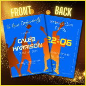 Bold Blue Modern Tech Afstuderen Folie Uitnodiging