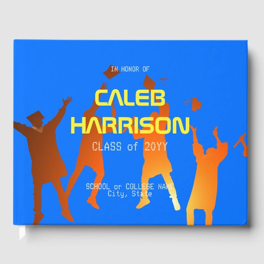 Bold Blue Modern Tech Afstuderen Gastenboek (Voorkant)