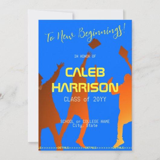 Bold Blue Modern Tech Afstuderen Kaart (Voorkant)