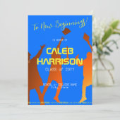 Bold Blue Modern Tech Afstuderen Kaart (Staand voorkant)