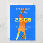 Bold Blue Modern Tech Afstuderen Kaart (Achterkant)