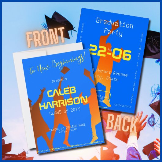 Bold Blue Modern Tech Afstuderen Kaart