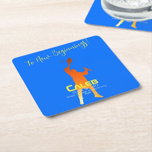 Bold Blue Modern Tech Afstuderen Kartonnen Onderzetters (Schuin)