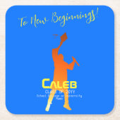 Bold Blue Modern Tech Afstuderen Kartonnen Onderzetters (Voorkant)