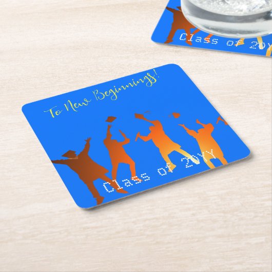 Bold Blue Modern Tech Afstuderen Kartonnen Onderzetters (Schuin)