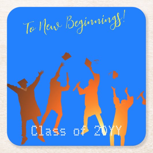 Bold Blue Modern Tech Afstuderen Kartonnen Onderzetters (Voorkant)