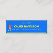 Bold Blue Modern Tech Afstuderen Mini Visitekaartje (Voorkant)