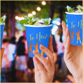 Bold Blue Modern Tech Afstuderen Papieren Bekers