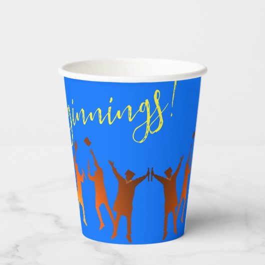 Bold Blue Modern Tech Afstuderen Papieren Bekers (Achterkant)