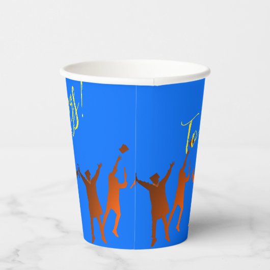 Bold Blue Modern Tech Afstuderen Papieren Bekers (Rechts)