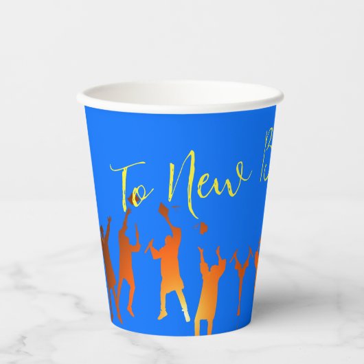 Bold Blue Modern Tech Afstuderen Papieren Bekers (Voorkant)