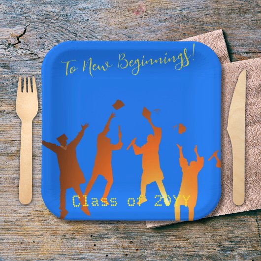 Bold Blue Modern Tech Afstuderen Papieren Bordje