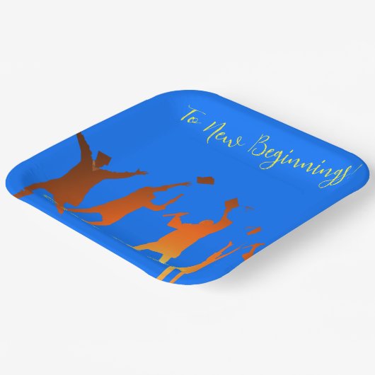 Bold Blue Modern Tech Afstuderen Papieren Bordje (Gebogen)