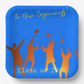 Bold Blue Modern Tech Afstuderen Papieren Bordje (Voorkant)