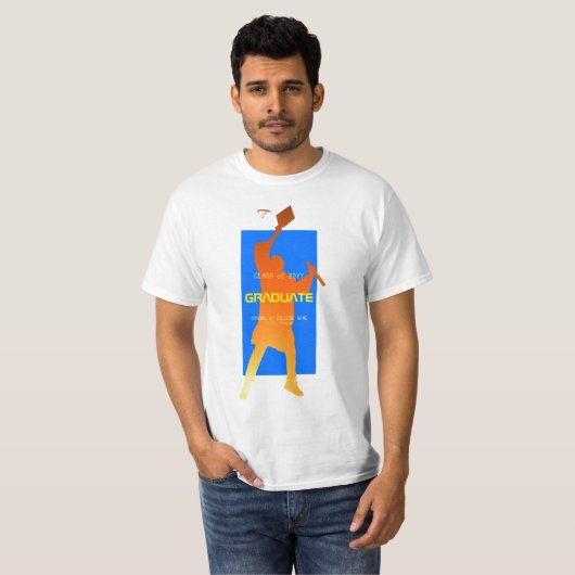 Bold Blue Modern Tech Afstuderen T-shirt (Voorkant volledig)