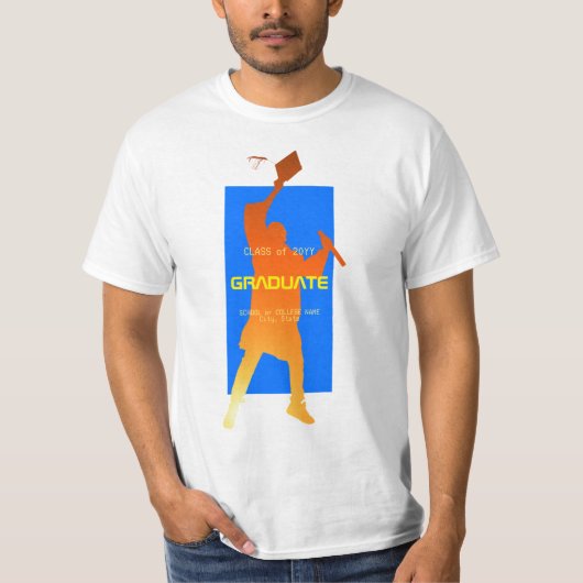 Bold Blue Modern Tech Afstuderen T-shirt (Voorkant)