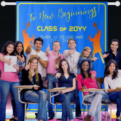 Bold Blue Modern Tech Afstuderen Wandkleed