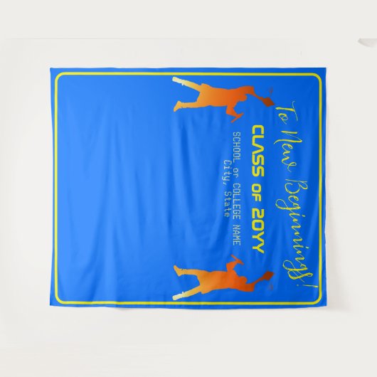 Bold Blue Modern Tech Afstuderen Wandkleed (Voorkant (horizontaal))