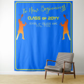 Bold Blue Modern Tech Afstuderen Wandkleed (In situ)