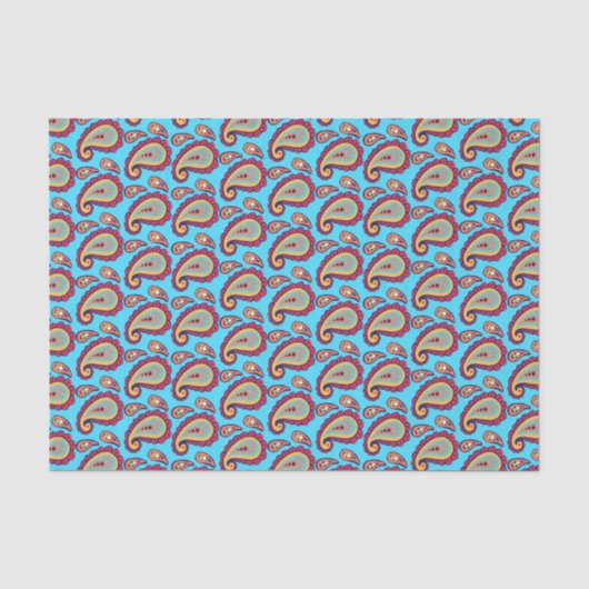 Bold Blue Paisley Tissuepapier (Voorkant)