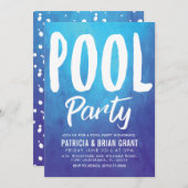 Bold Blue Pool Party nodigt uit Kaart (Voorkant / Achterkant)