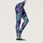 Bold Blue & Teal Botanical Print Floral Pattern  Leggings (Rechts)