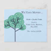 Bold Blue Tree Adreswijziging Nieuw Home Aankondigingskaart (Voorkant)