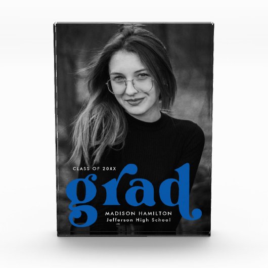 Bold Blue Typography Afstuderen Fotoblokken (Voorkant)