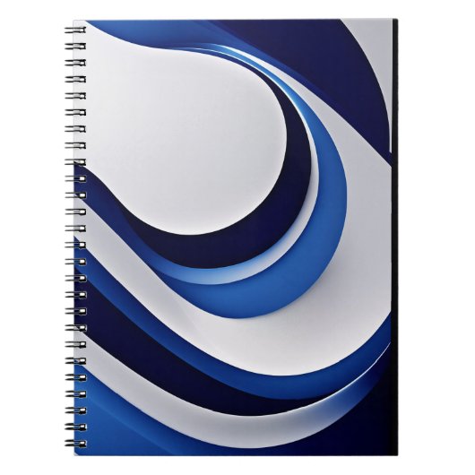 Bold Blue White Futuristic Wave Notitieboek (Voorkant)