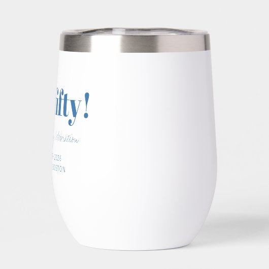 Bold Blue White Modern 50th Birthday Custom  (Achterkant)