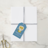 Bold Blue Yellow Lion Baby shower Cadeaulabel (Met Touw)