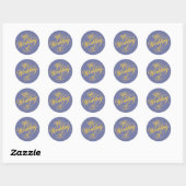Bold Blueberry op Sunshine Typography Trouwen Ronde Sticker (Vel)