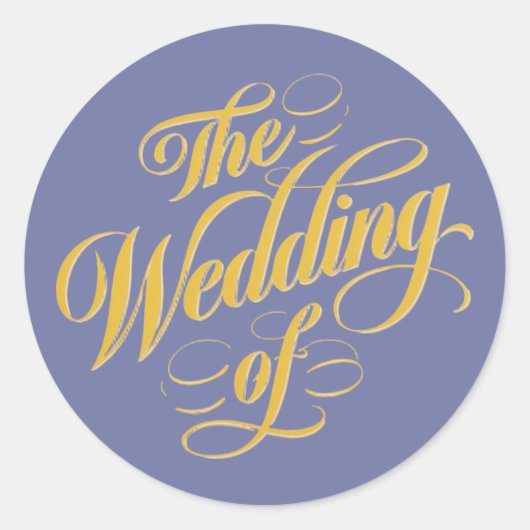 Bold Blueberry op Sunshine Typography Trouwen Ronde Sticker (Voorkant)