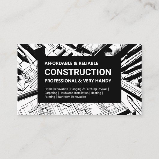 Bold Blueprint-constructie Visitekaartje (Voorkant)