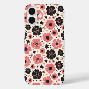Bold & Blush Blossom Dance iPhone 16 Plus Hoesje